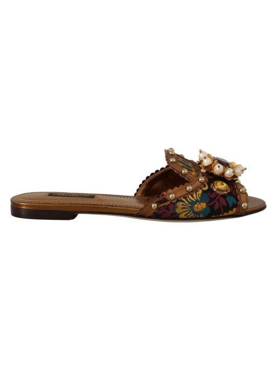 Flat Shoes Chic Floral Print Flat Sandals with Faux Pearl Detail 2.000,00 € 8053286887560 | Planet-Deluxe