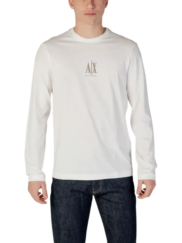 Weißes Armani Exchange Langarm-T-Shirt Weißes Armani Exchange Langarm-T-Shirt
