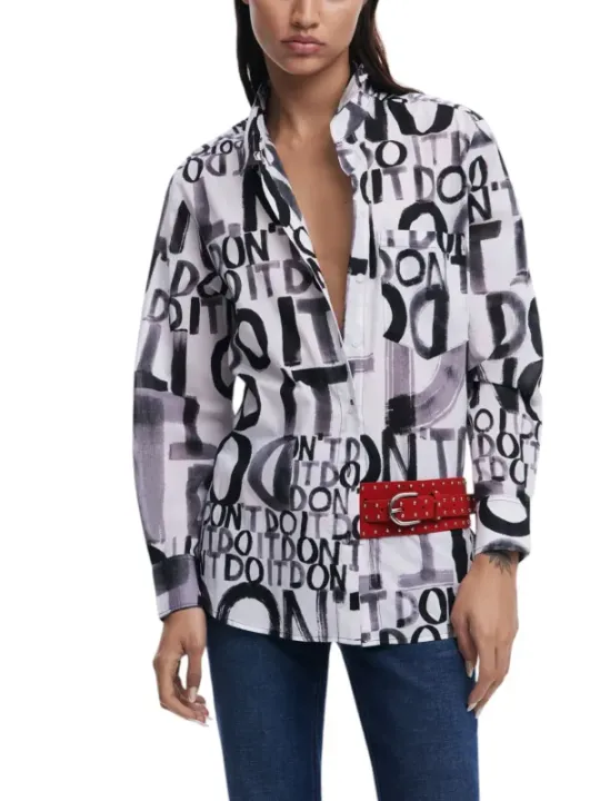 Seidenbluse mit DO IT Aufdruck