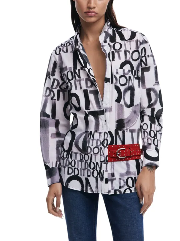 Seidenbluse mit DO IT Aufdruck Seidenbluse mit DO IT Aufdruck