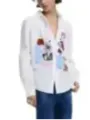 Bunte Baumwollbluse mit V-Ausschnitt