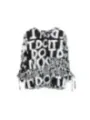 Schwarzes Weißes Textmuster Bluse Desigual