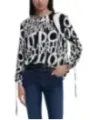 Desigual Bluse schwarz weiß Schriftzug