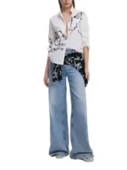 Desigual Hemd Jeans Silber Schuhe