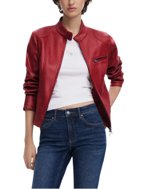 Roter Desigual Leder Cropped Blazer