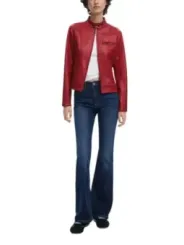 Roter Desigual Nappa Leder Blazer
