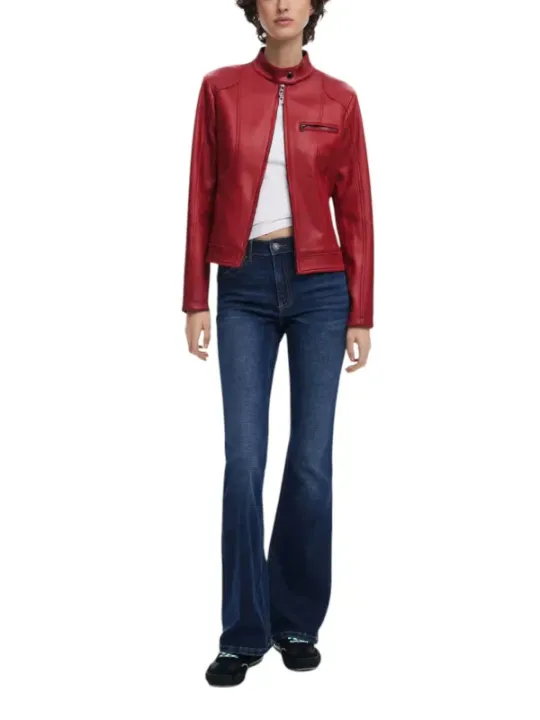 Roter Desigual Nappa Leder Blazer