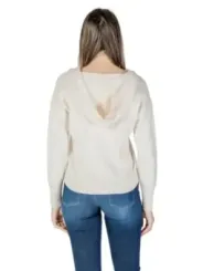 Beiger V-Ausschnitt French Terry Pullover
