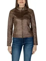 Dunkle braune Desigual Lederjacke