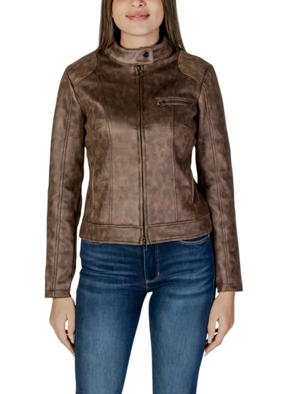 Dunkle braune Desigual Lederjacke Dunkle braune Desigual Lederjacke