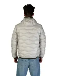 Weiße Blauer Daunenjacke mit Kapuze