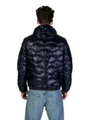 Schwarze gesteppte Kapuzenjacke für Herren