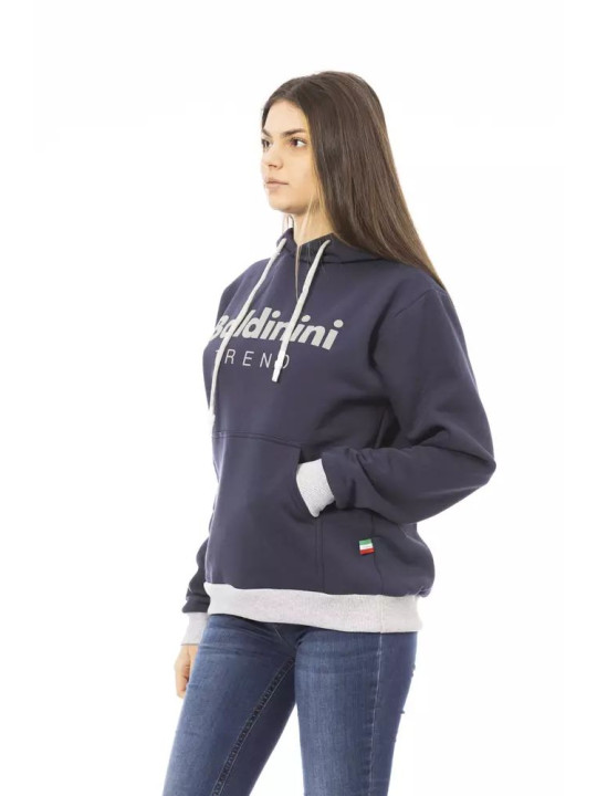 Sweaters Chic Blue Cotton Hoodie with Front Logo 210,00 € 2000050101403 | Planet-Deluxe