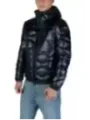 Navy blaue gesteppte Herrenjacke mit Kapuze