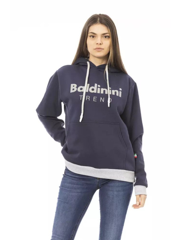 Sweaters Chic Blue Cotton Hoodie with Front Logo 210,00 € 2000050101403 | Planet-Deluxe