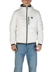 Blauer Jacke kariert Nylon weiß