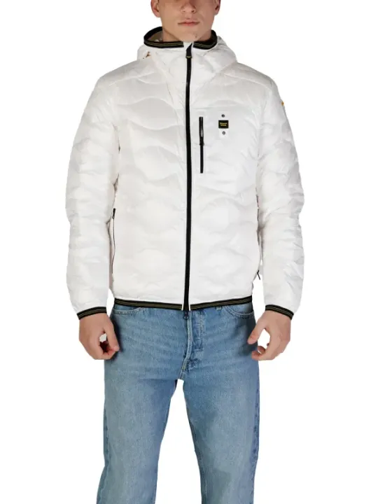 Blauer Jacke kariert Nylon weiß