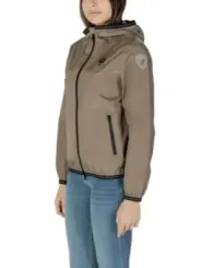 Taupe blauer Windbreakerjacke mit Kapuze