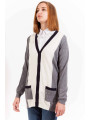Sweaters Chic Gray Woolen Long Sleeve Cardigan 220,00 € 7321369925333 | Planet-Deluxe