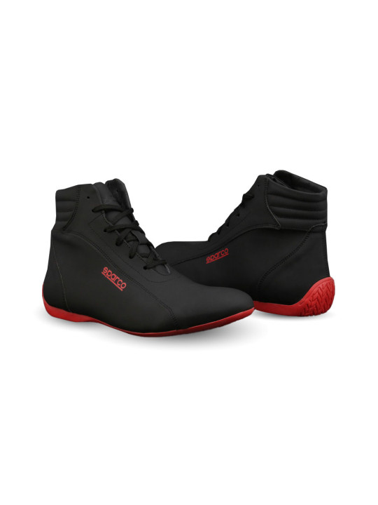 Rote Sparco Monza Rennstiefel Schwarz