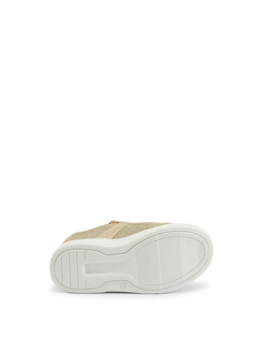 Beige Stoff-Leder Sneaker leichte Sohle