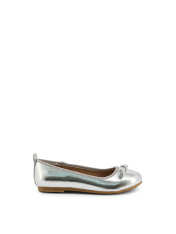 Silberne Damenschuhe flache Ballerinas Grau