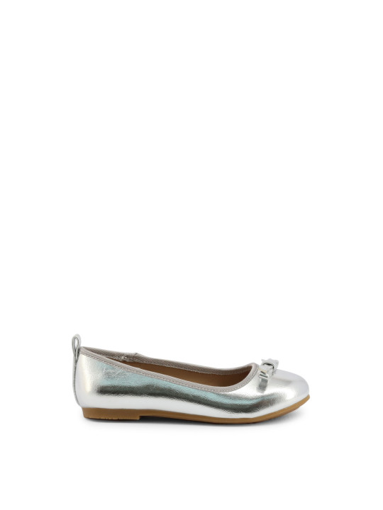 Silberne Damenschuhe flache Ballerinas Grau