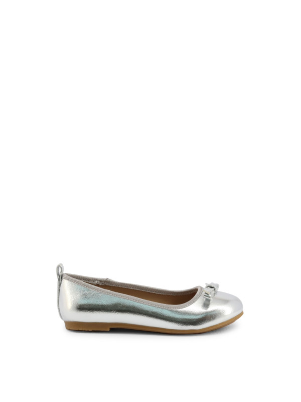 Silberne Damenschuhe flache Ballerinas Grau Silberne Damenschuhe flache Ballerinas Grau