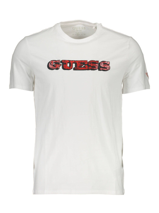 T-Shirts Sleek White Cotton Slim Tee with Logo Print 40,00 € 7618483109870 | Planet-Deluxe