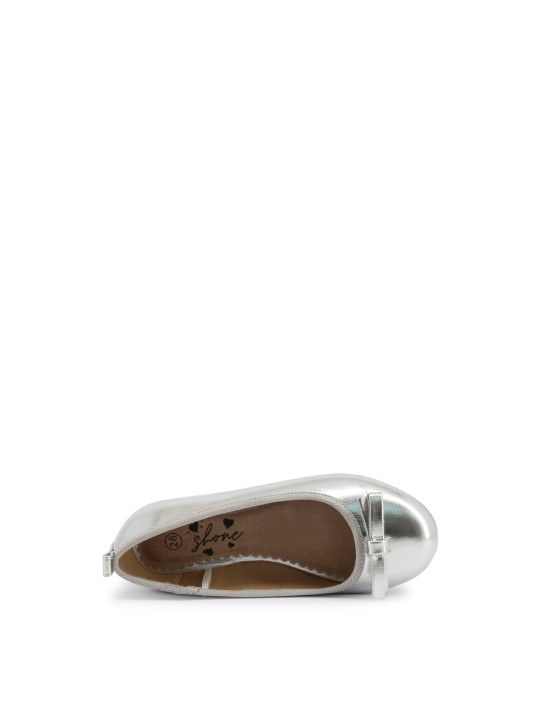 Silberne Damen Ballerinas mit Schleife