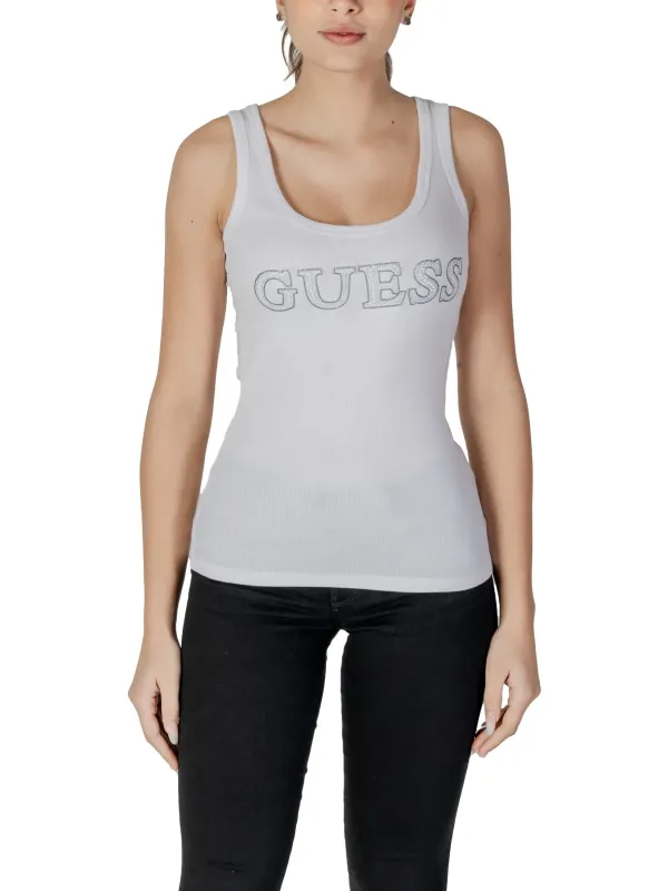 Weißes Tanktop mit GUESS Schriftzug Weißes Tanktop mit GUESS Schriftzug