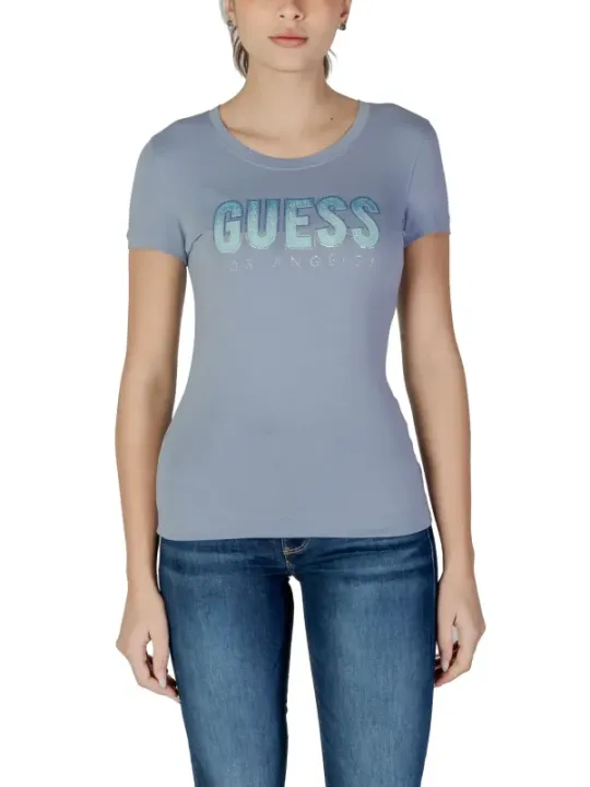 Guess Logo T-Shirt hellblau.