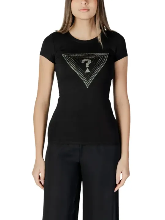 Schwarzes T-Shirt mit Fragezeichen-Glocke