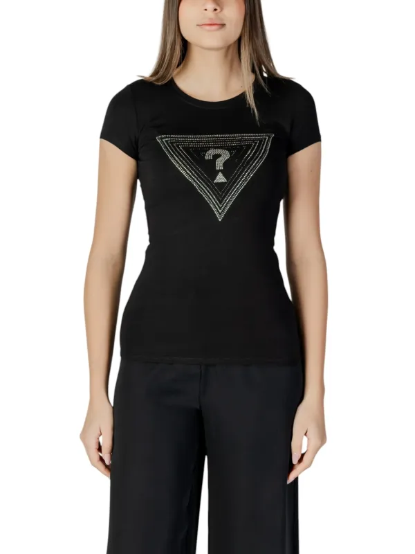Schwarzes T-Shirt mit Fragezeichen-Glocke Schwarzes T-Shirt mit Fragezeichen-Glocke