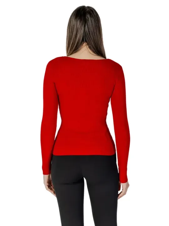 Roter, taillierter Langarm-Pullover Morgan De Toi