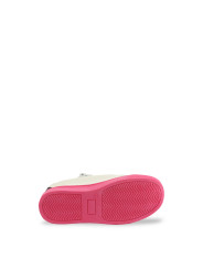 Weißer Sneaker mit pinker Sohle