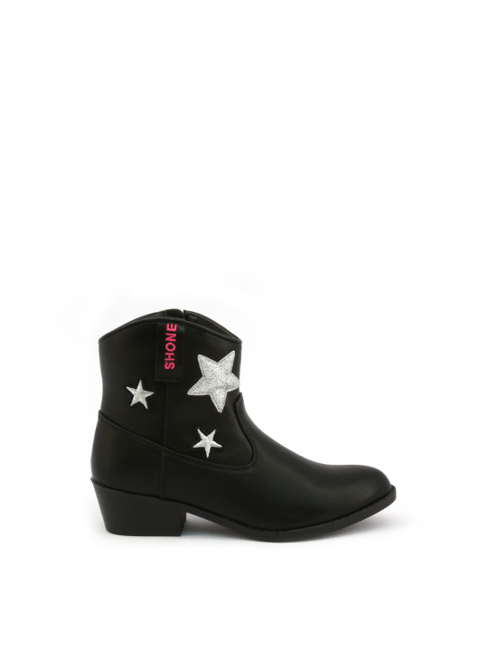Schwarze Stiefelette mit silbernen Sternen