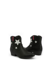 Schwarze Leder Cowboy-Stiefel Sterne