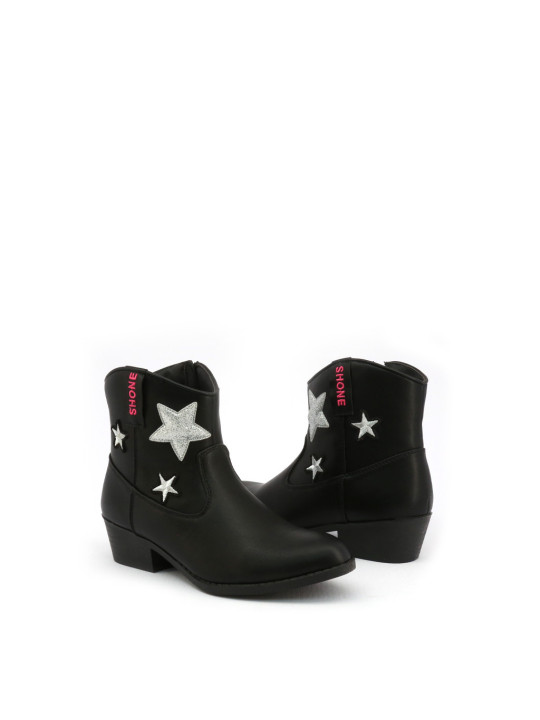 Schwarze Leder Cowboy-Stiefel Sterne