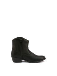 Schwarzer Lederstiefel mit Reißverschluss