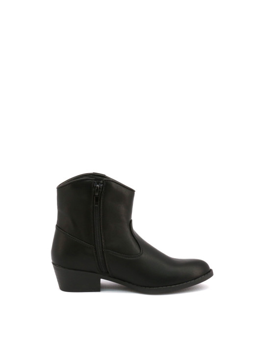 Schwarzer Lederstiefel mit Reißverschluss