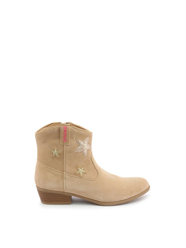 Beiger Wildlederstiefel mit Sternenverzierung Beiger Wildlederstiefel mit Sternenverzierung