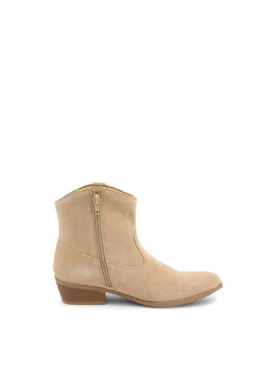 Beige Lederstiefel mit seitlichem Reißverschluss