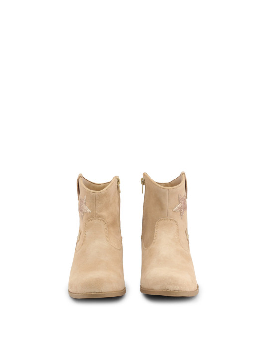 Beige Wildleder Stiefeletten mit Reißverschluss