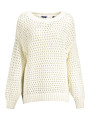 Sweaters Elegant White Perforated Crewneck Sweater 170,00 € 7325706189211 | Planet-Deluxe