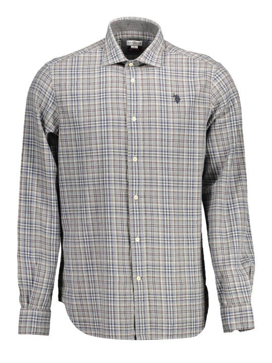 Shirts Elegant Gray Cotton Long Sleeve Shirt 110,00 € 640866887089 | Planet-Deluxe