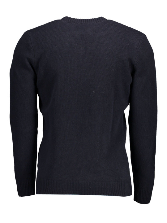 Sweaters Chic Blue Wool Blend Round Neck Sweater 110,00 € 629176179084 | Planet-Deluxe