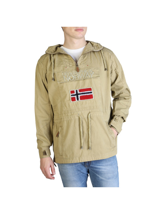 Beige Kapuzenjacke mit Norwegen-Flagge