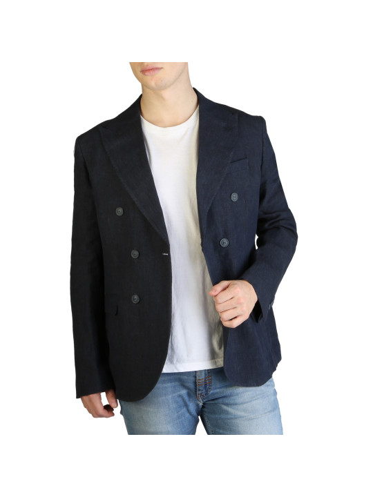 Dunkelblaue Wolljacke doppelreihig modern
