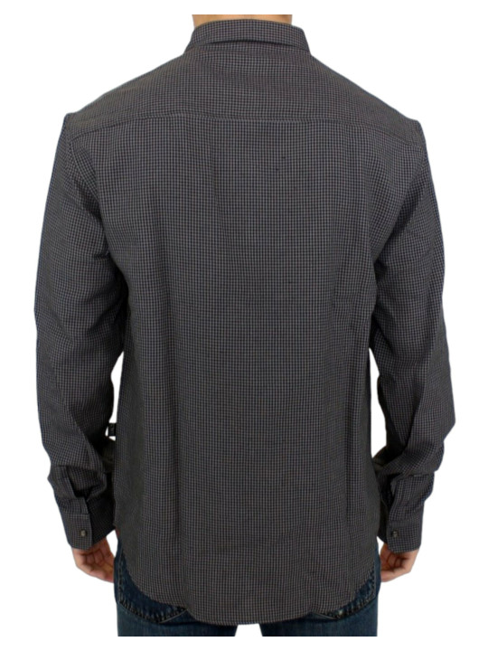 Shirts Chic Gray Checked Casual Linen Blend Shirt 310,00 € 7333413020611 | Planet-Deluxe